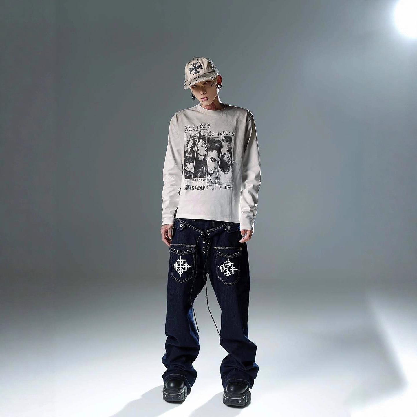 Men'S Fashion T Shirts - เสื้อยืดแขนยาวคอกลมสไตล์ฮาราจูกุย้อนยุคสำหรับผู้ชายและผู้หญิง คอลเลคชั่นใหม่ฤดูใบไม้ร่วงและฤดูหนาว