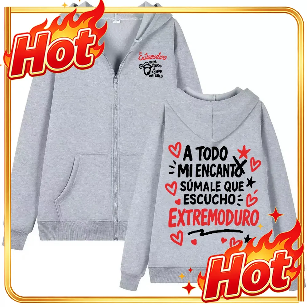 Mens Fashion Zip Up Hoodies - เสื้อฮู้ดมีซิป ลายอัลบั้มวงร็อก Extremoduro สำหรับผู้ชายและผู้หญิง แฟชั่นแขนยาว เสื้อสวมหัวมีซิป