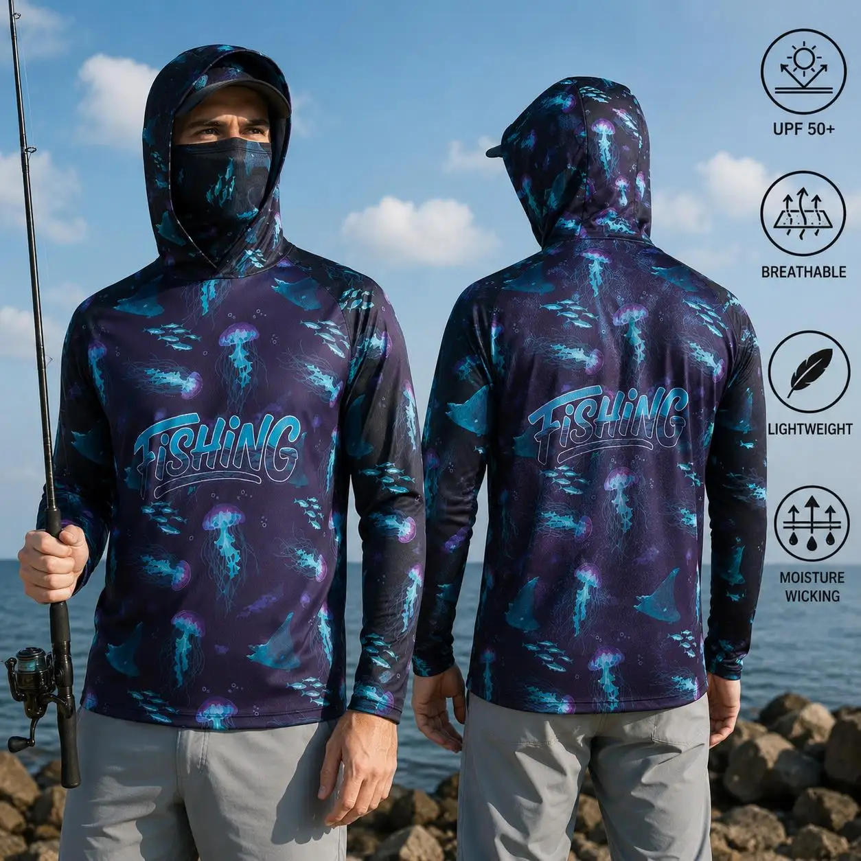 เสื้อตกปลาแบบมีฮู้ดสำหรับผู้ชา - Mens Fashion Summer บทวิจารณ์และราคา