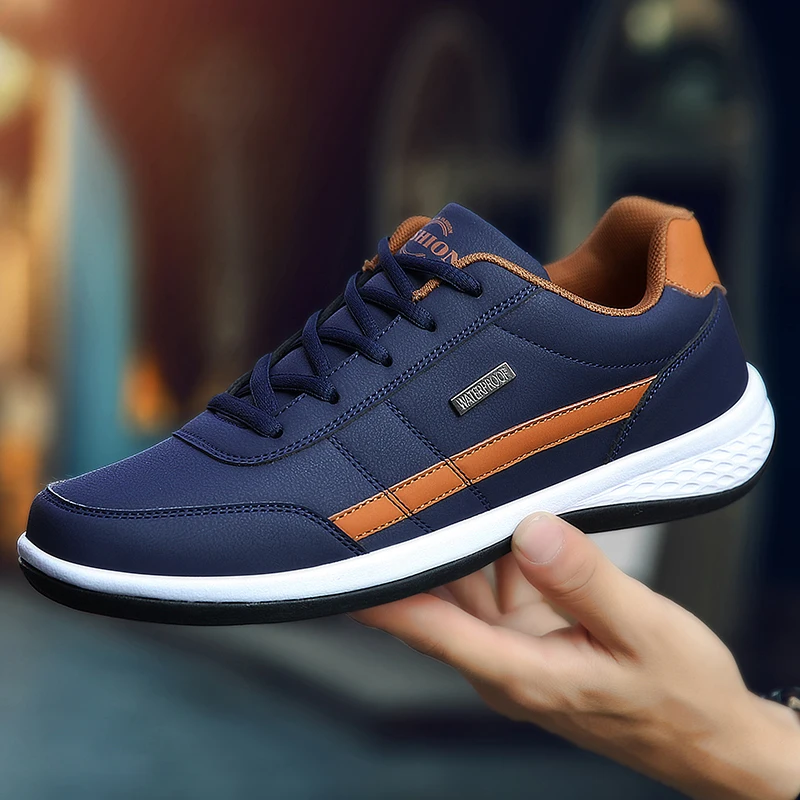 รองเท้าผ้าใบหนัง PU สำหรับผู้ช - Mens Fashion Trainers บทวิจารณ์และราคา