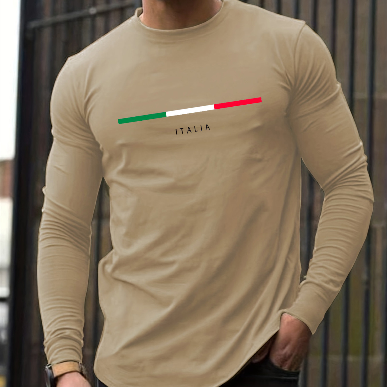 เสื้อยืดแขนยาวคอกลมผู้ชาย ผ้าฝ - Mens Fashion Summer บทวิจารณ์และราคา