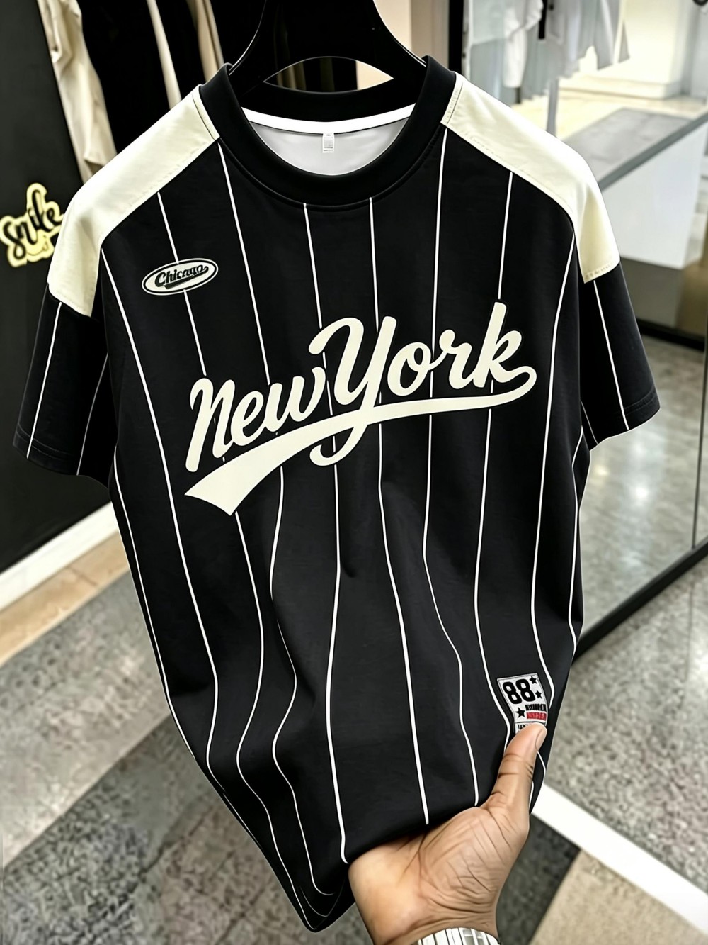 เสื้อยืดคอกลมพิมพ์ลายตัวอักษร  - Men'S Fashion New York บทวิจารณ์และราคา