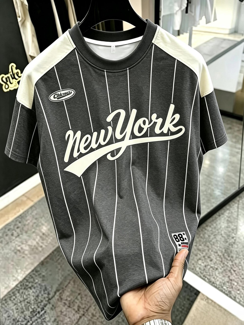 เสื้อยืดคอกลมพิมพ์ลายตัวอักษร  - Men'S Fashion New York บทวิจารณ์และราคา
