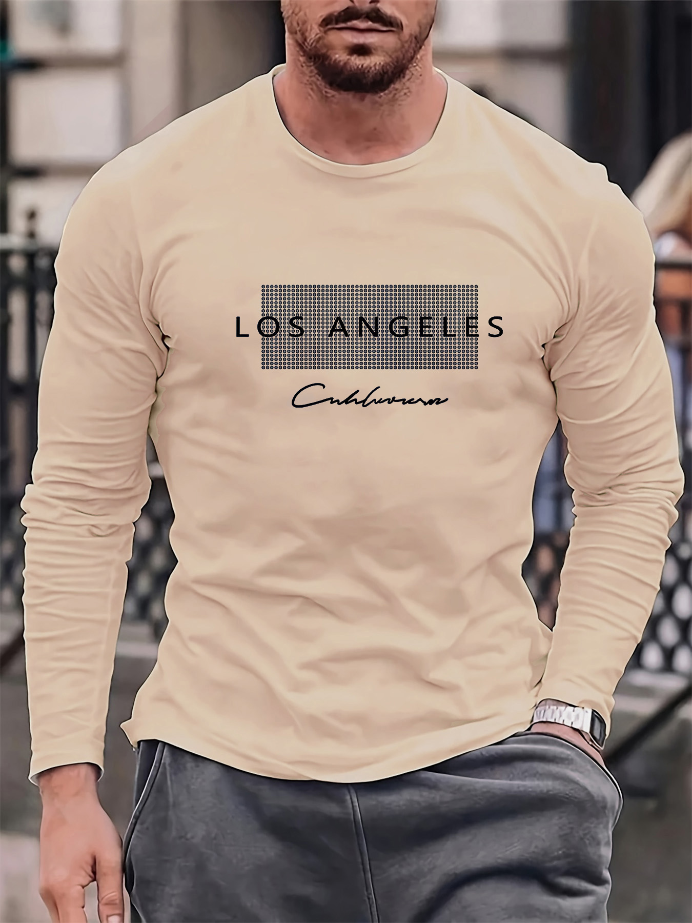 เสื้อยืดแขนยาวคอกลมผู้ชาย ผ้าฝ - Men'S Fashion T Shirts บทวิจารณ์และราคา